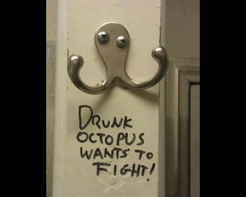 Drunk octopus want to fight